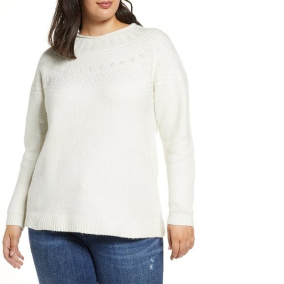 Caslon Stitch Detail Plus Size Women's Sweater - Picture 1 of 6